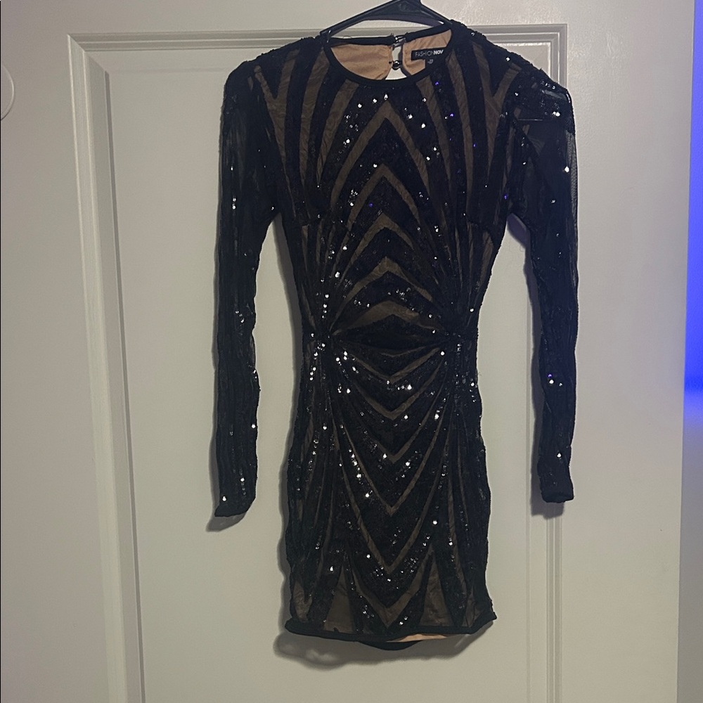 Fashion Nova Black Sequin Mini Dress